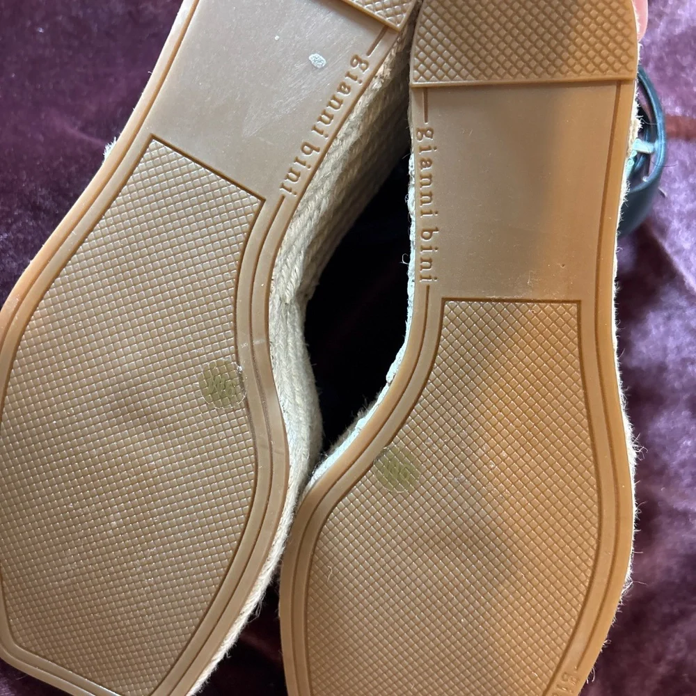 Gianni Bini Senna‎ Leather Jute Platform Wedge Sandals Size 9 - Picture 5 of 6